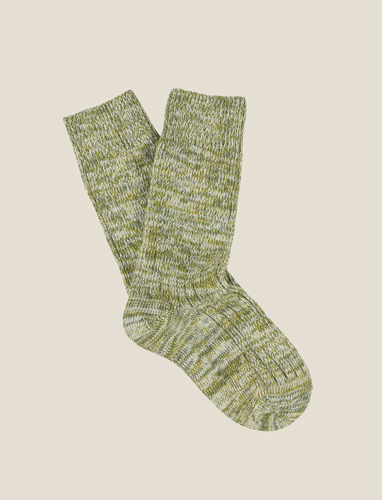 ESCUYER Womens melange blend socks - Green Yellow