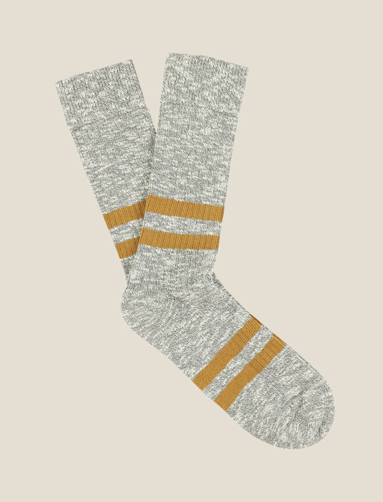 ESCUYER melange stripes socks - Grey Mustard