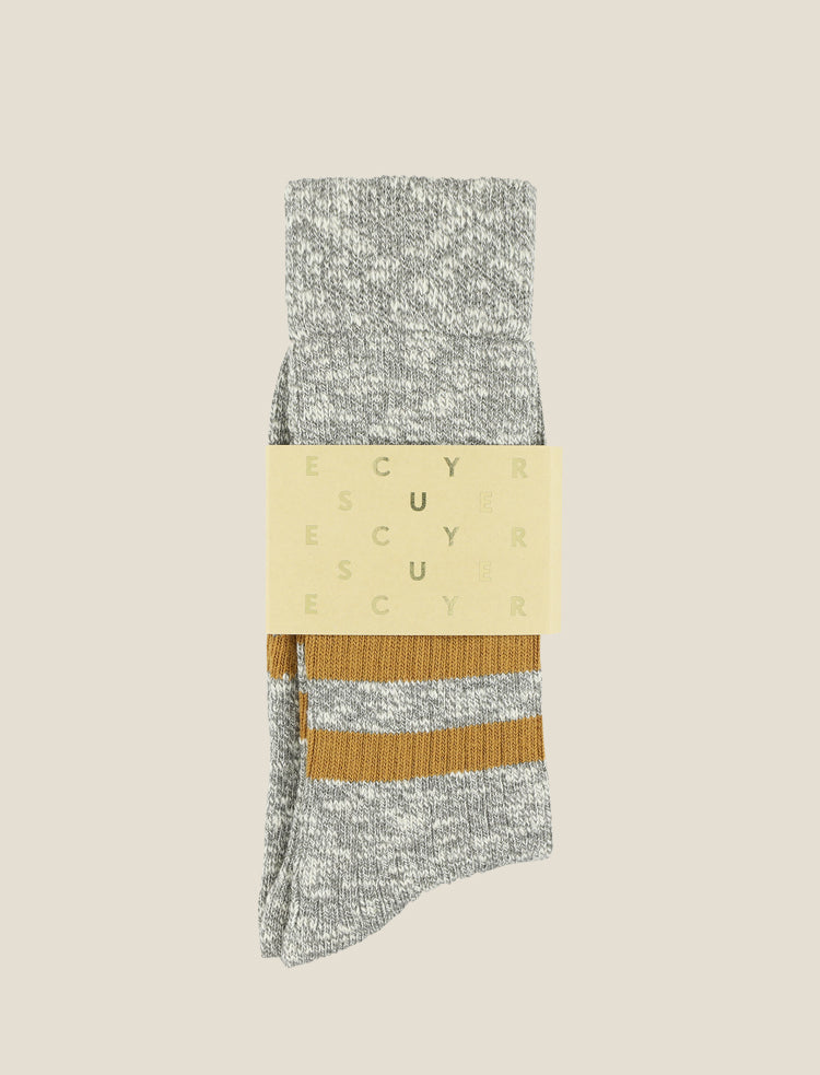 ESCUYER melange stripes socks - Grey Mustard