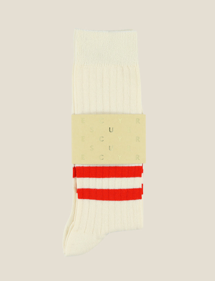 ESCUYER Stripes socks - Ecru Vintage Orange