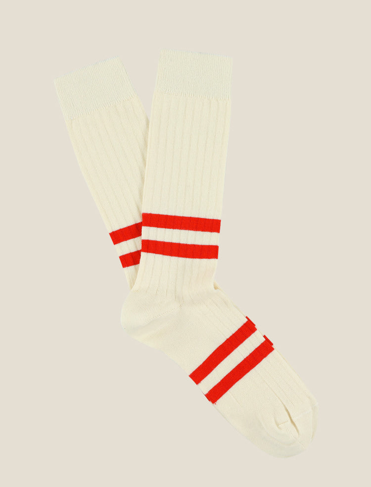 ESCUYER Stripes socks - Ecru Vintage Orange